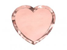 Lėkštutės "Širdis", rožinio aukso  (6vnt./19cm)